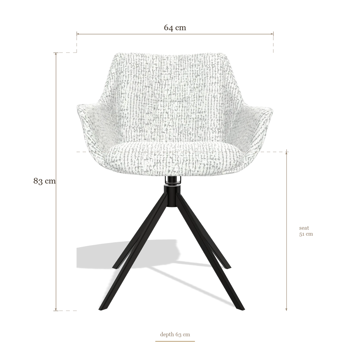 Dining Chair Sandrine 6598, dimensions 64 x 63 x 83 cm