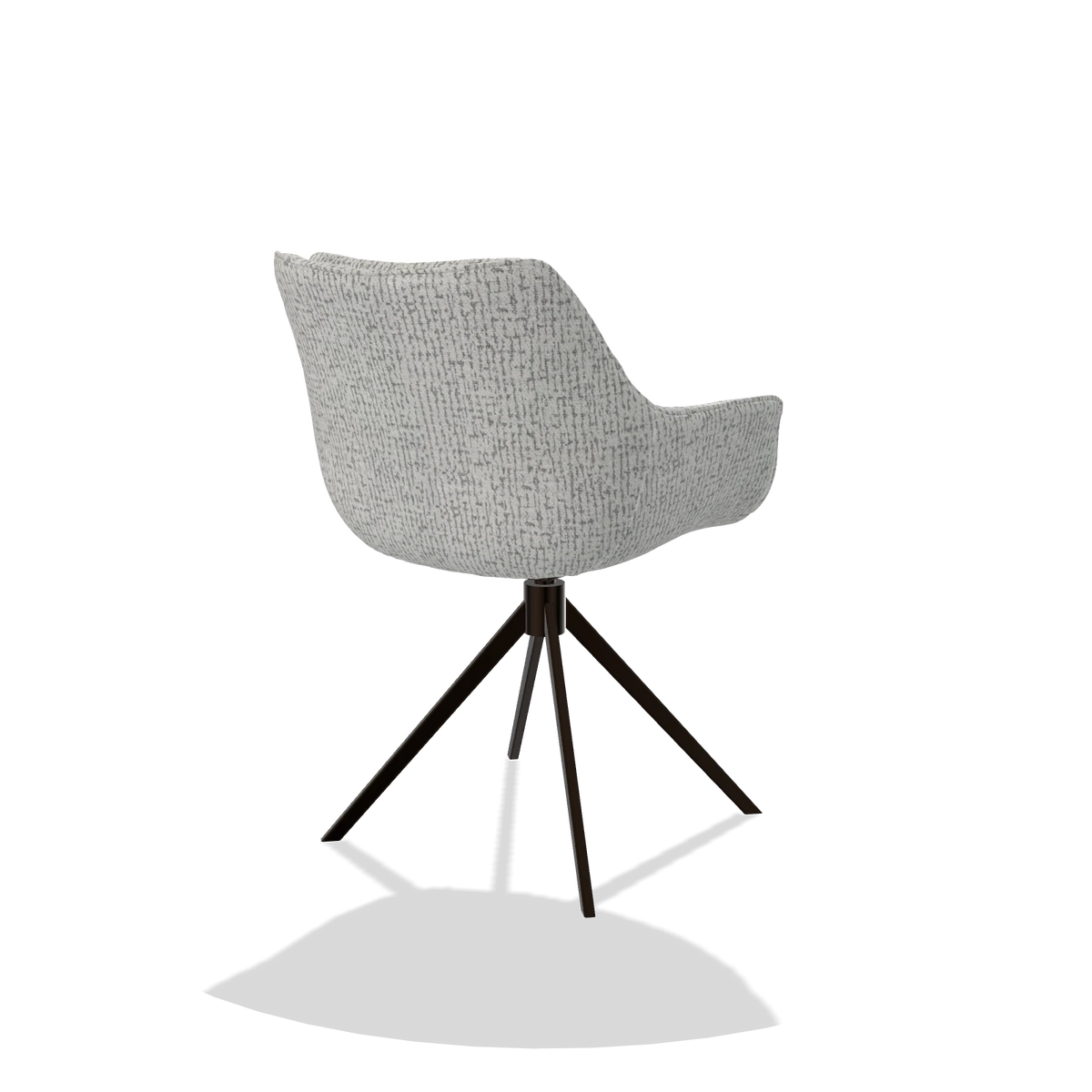 Dining Chair Sandrine 6598 in Horta 101 fabric (light grey), espresso swivel base, back angled view