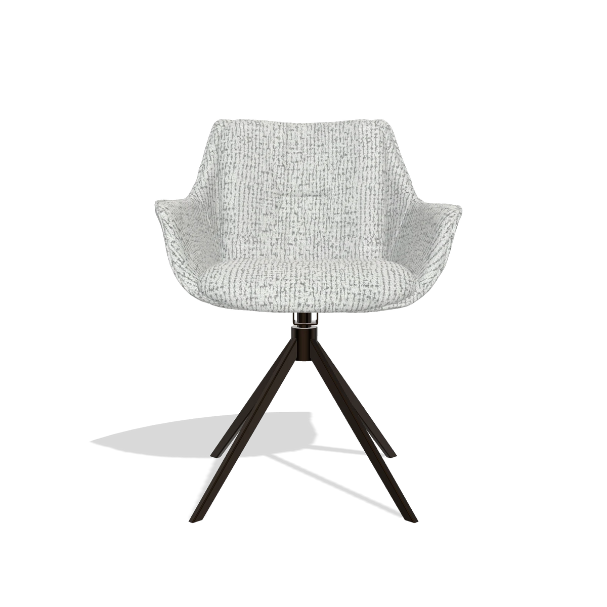 Dining Chair Sandrine 6598 in Horta 101 fabric (light grey), espresso swivel base, front view