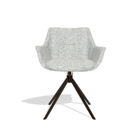 Dining Chair Sandrine 6598 in Horta 101 fabric (light grey), espresso swivel base, front view