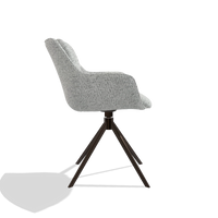 Dining Chair Sandrine 6598 in Horta 101 fabric (light grey), espresso swivel base, side view
