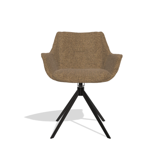 Dining Chair Sandrine 6598 in Horta 23 fabric (olive), black swivel base, front view