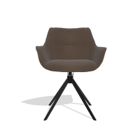 Silla de comedor Sandrine 6598 en Piel A825 (marrón), base giratoria en negro, vista frontal