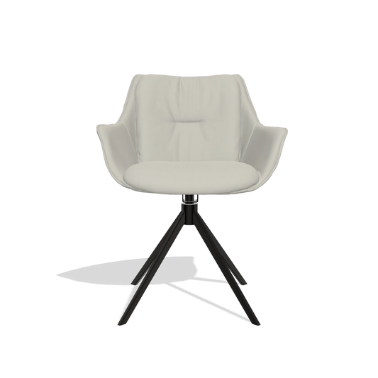 Silla de comedor Sandrine 6598 en Piel B506 (gris claro), base giratoria en negro, vista frontal