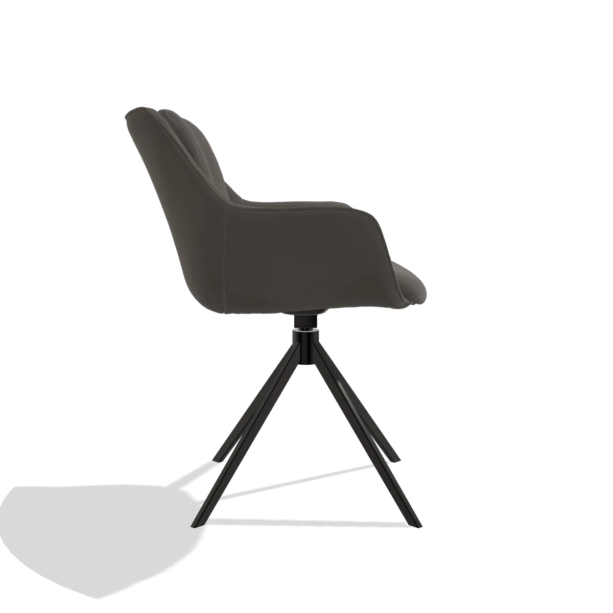 Eetkamerstoel Sandrine 6598 in Leder B918 (donkergrijs), draaivoet in zwart, zijaanzicht
