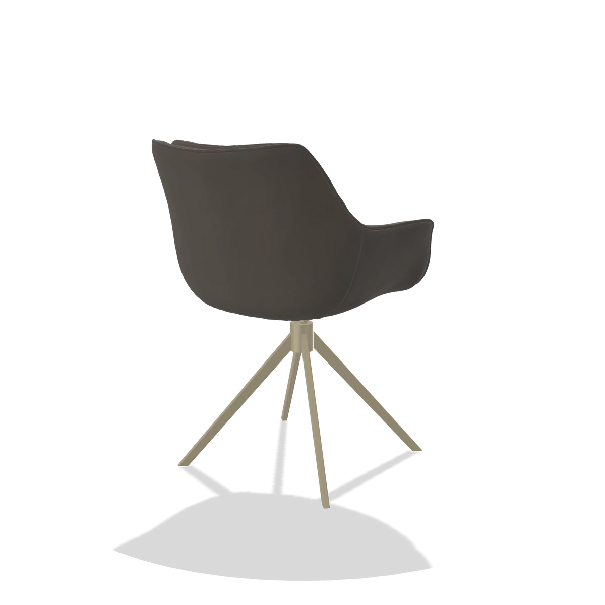Eetkamerstoel Sandrine 6598 in Leder B918 (donkergrijs), draaivoet in champagne, schuin achteraanzicht