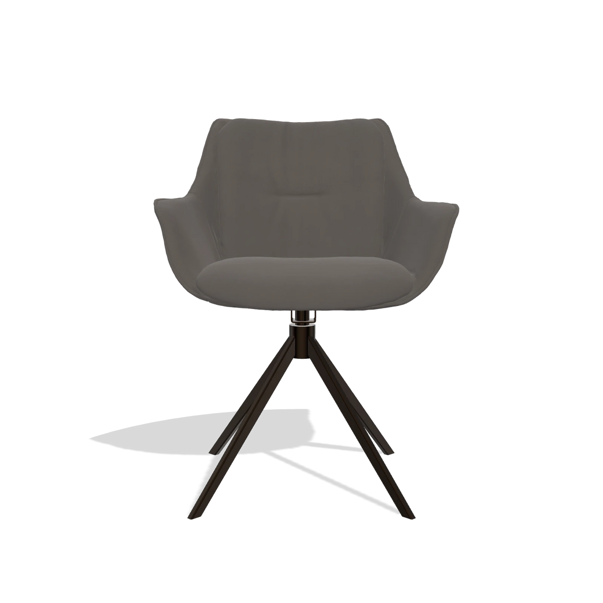 Eetkamerstoel Sandrine 6598 in Leder B918 (donkergrijs), draaivoet in espresso, vooraanzicht