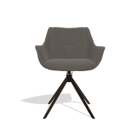 Eetkamerstoel Sandrine 6598 in Leder B918 (donkergrijs), draaivoet in espresso, vooraanzicht