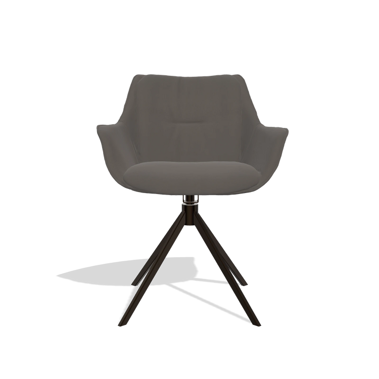 Eetkamerstoel Sandrine 6598 in Leder B918 (donkergrijs), draaivoet in espresso, vooraanzicht