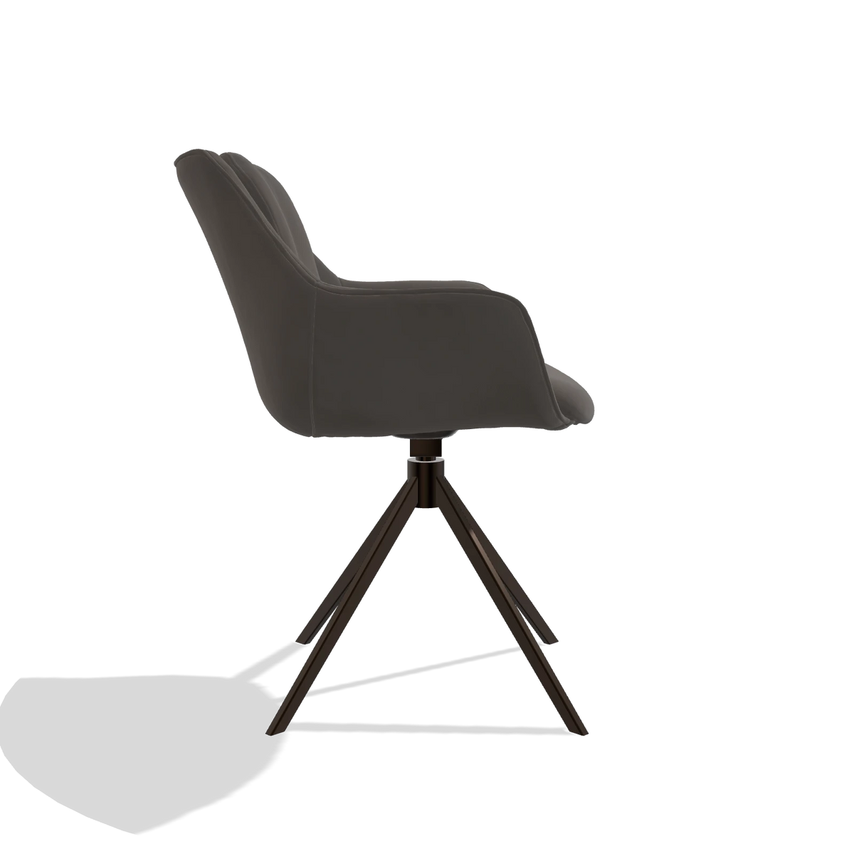 Eetkamerstoel Sandrine 6598 in Leder B918 (donkergrijs), draaivoet in espresso, zijaanzicht