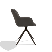 Eetkamerstoel Sandrine 6598 in Leder B918 (donkergrijs), draaivoet in espresso, zijaanzicht