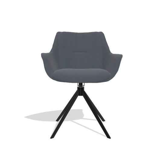 Silla de comedor Sandrine 6598 en Piel B961 (gris oscuro), base giratoria en negro, vista frontal