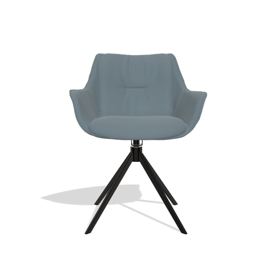 Silla de comedor Sandrine 6598 en Piel B963 (gris), base giratoria en negro, vista frontal
