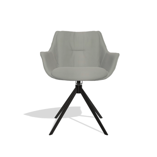 Silla de comedor Sandrine 6598 en Piel B967 (greige), base giratoria en negro, vista frontal