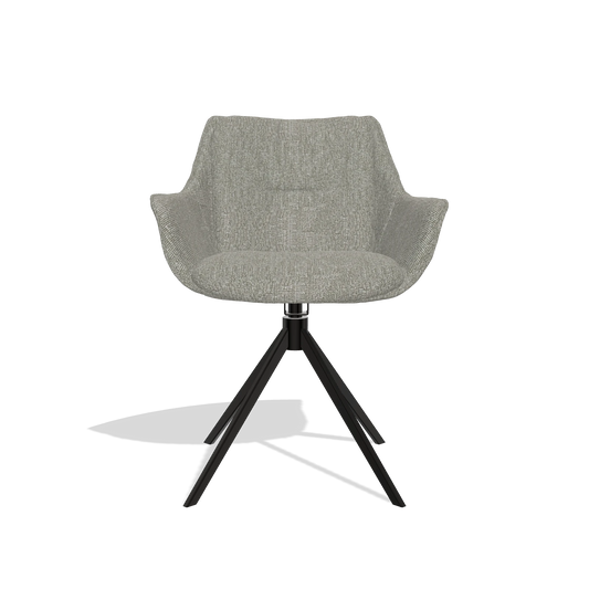 Chaise de salle à manger Sandrine 6598 en tissu Lodge 01 (taupe), pied pivotant en noir, vue de face