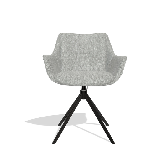 Chaise de salle à manger Sandrine 6598 en tissu Lodge 60 (grège), pied pivotant en noir, vue de face