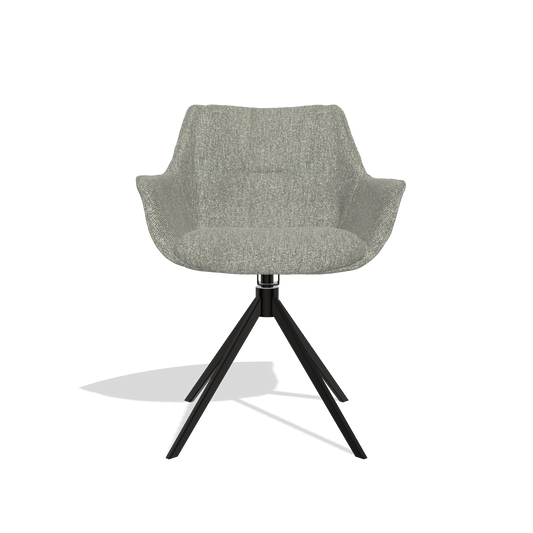 Chaise de salle à manger Sandrine 6598 en tissu Lodge 84 (taupe), pied pivotant en noir, vue de face