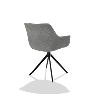 Esszimmerstuhl Sandrine 6598 in Stoff Mito 97 (Taupe), Drehfuß in Schwarz, Schrägansicht von hinten