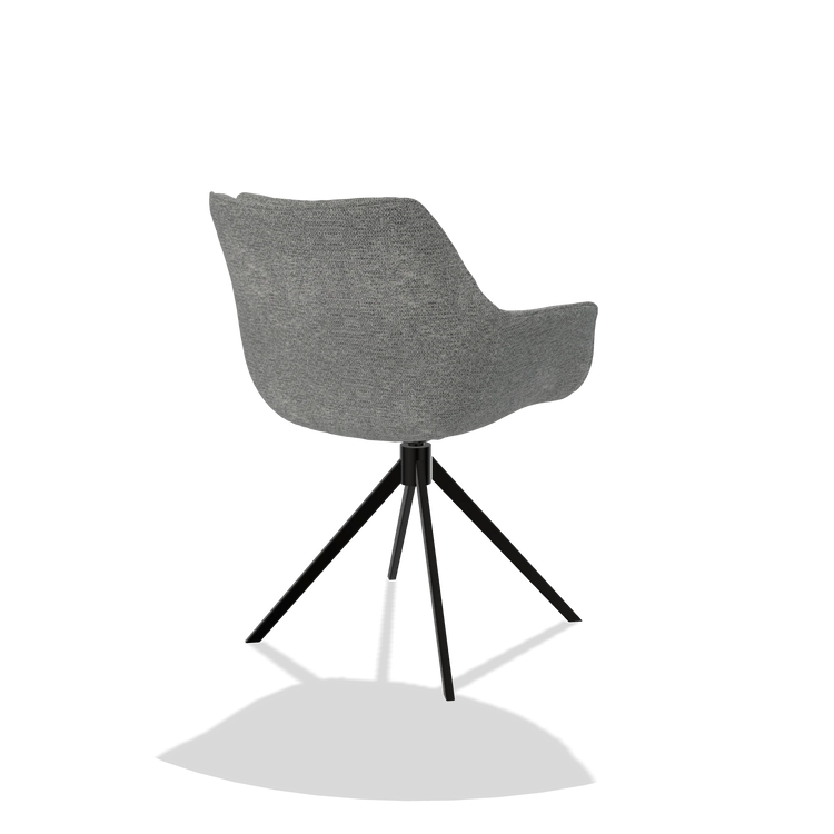 Esszimmerstuhl Sandrine 6598 in Stoff Mito 97 (Taupe), Drehfuß in Schwarz, Schrägansicht von hinten