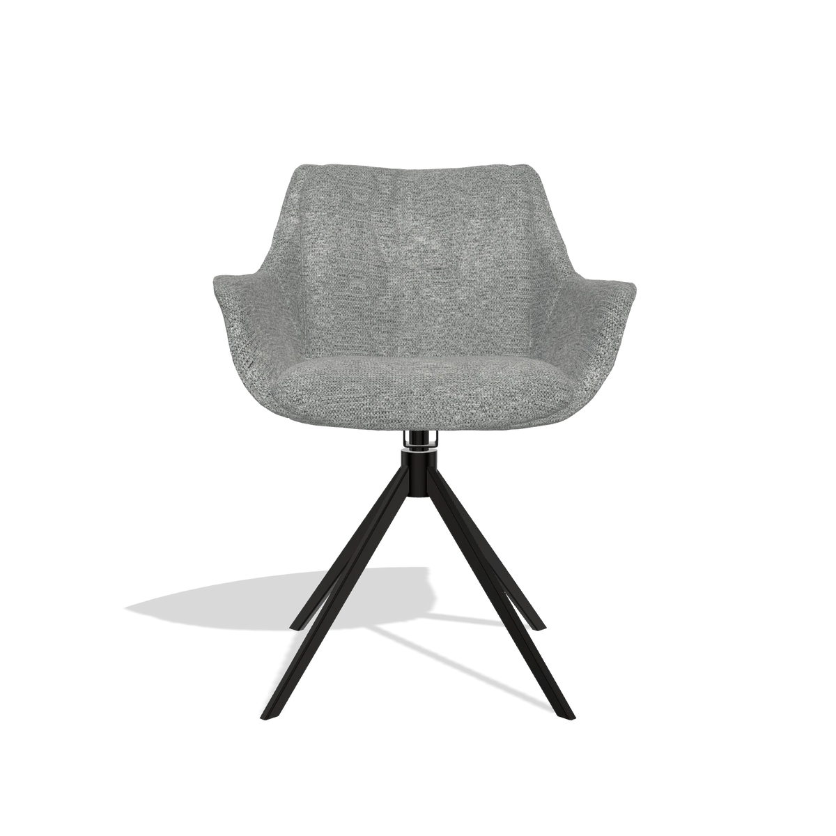 Esszimmerstuhl Sandrine 6598 in Stoff Mito 97 (Taupe), Drehfuß in Schwarz, Vorderansicht