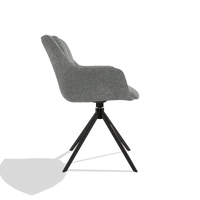 Esszimmerstuhl Sandrine 6598 in Stoff Mito 97 (Taupe), Drehfuß in Schwarz, Seitenansicht