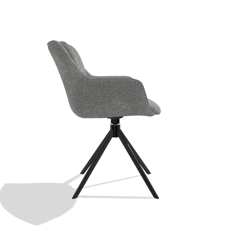 Esszimmerstuhl Sandrine 6598 in Stoff Mito 97 (Taupe), Drehfuß in Schwarz, Seitenansicht