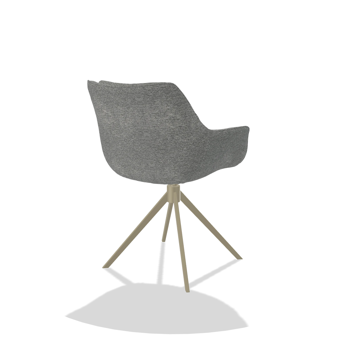 Esszimmerstuhl Sandrine 6598 in Stoff Mito 97 (Taupe), Drehfuß in Champagner, Schrägansicht von hinten