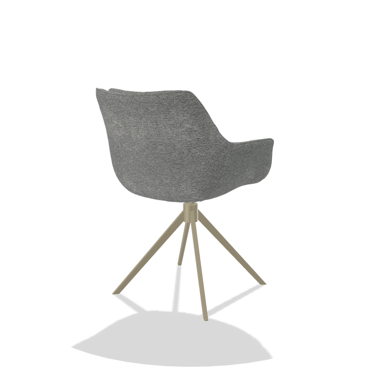 Esszimmerstuhl Sandrine 6598 in Stoff Mito 97 (Taupe), Drehfuß in Champagner, Schrägansicht von hinten