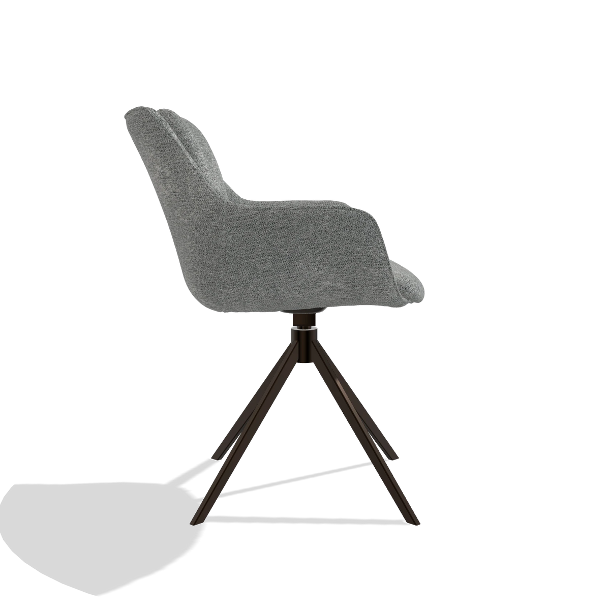 Esszimmerstuhl Sandrine 6598 in Stoff Mito 97 (Taupe), Drehfuß in Espresso, Seitenansicht