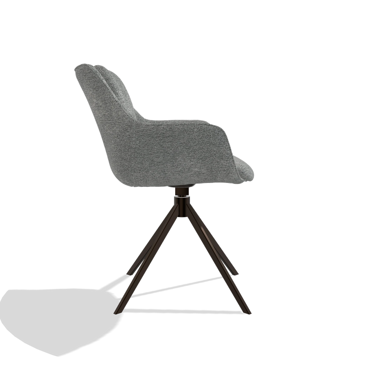 Esszimmerstuhl Sandrine 6598 in Stoff Mito 97 (Taupe), Drehfuß in Espresso, Seitenansicht
