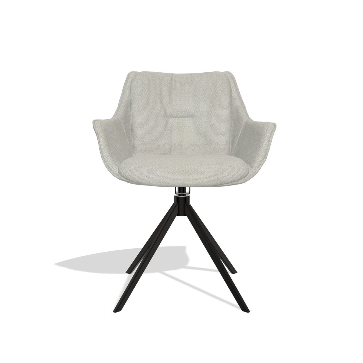 Esszimmerstuhl Sandrine 6598 in Stoff Rhythm 101 (Greige), Drehfuß in Schwarz, Vorderansicht