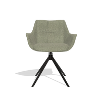 Silla de comedor Sandrine 6598 en tela Rhythm 206 (topo), base giratoria en negro, vista frontal