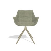 Silla de comedor Sandrine 6598 en tela Rhythm 206 (topo), base giratoria en champán, vista frontal