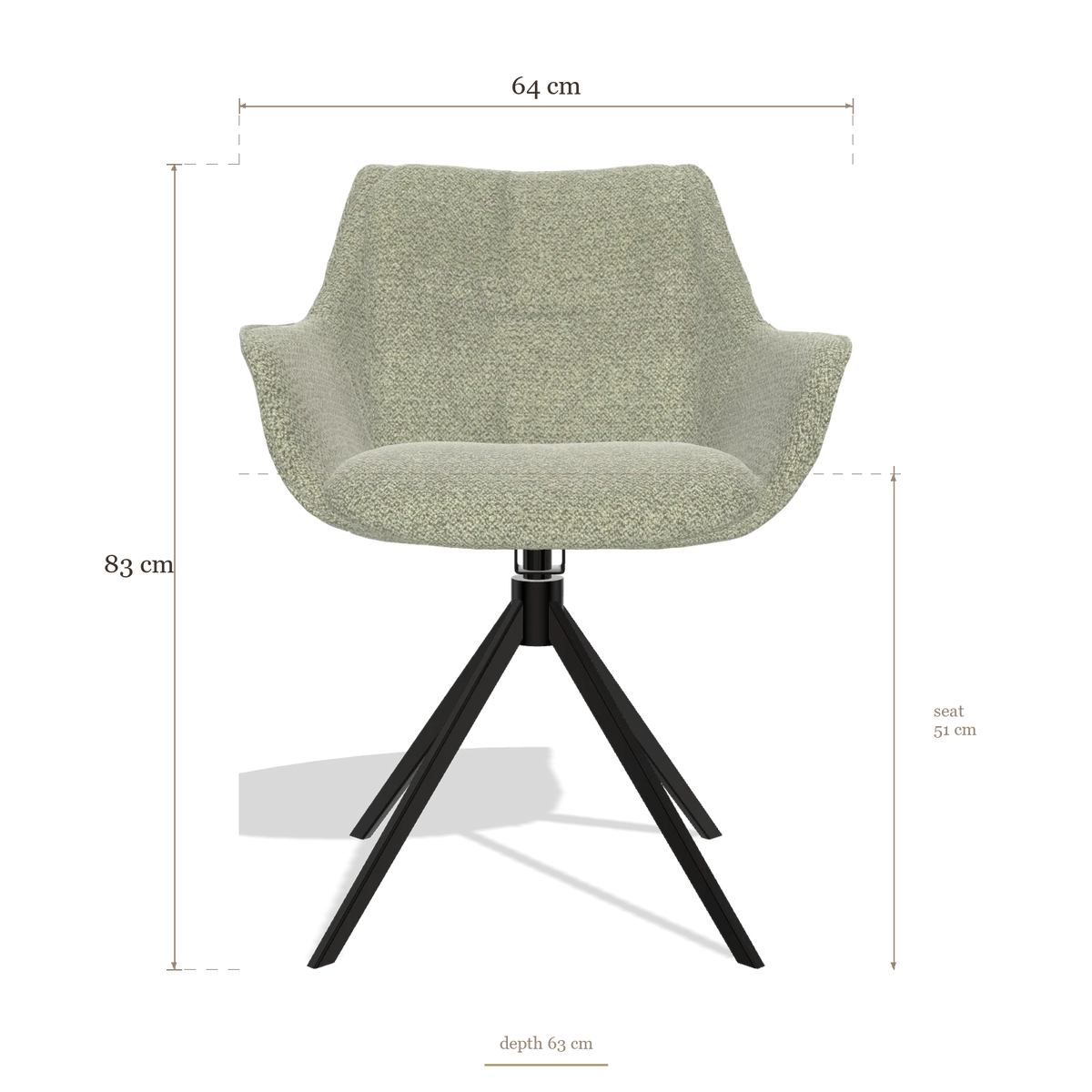 Silla de comedor Sandrine 6598, medidas 64 x 63 x 83 cm