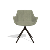 Silla de comedor Sandrine 6598 en tela Rhythm 206 (topo), base giratoria en espresso, vista frontal