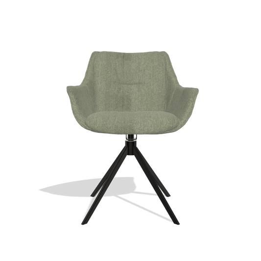 Dining Chair Sandrine 6598 in San Remo 500 fabric (taupe), black swivel base, front view