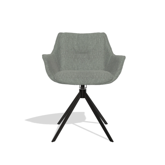 Dining Chair Sandrine 6598 in San Remo 502 fabric (taupe), black swivel base, front view
