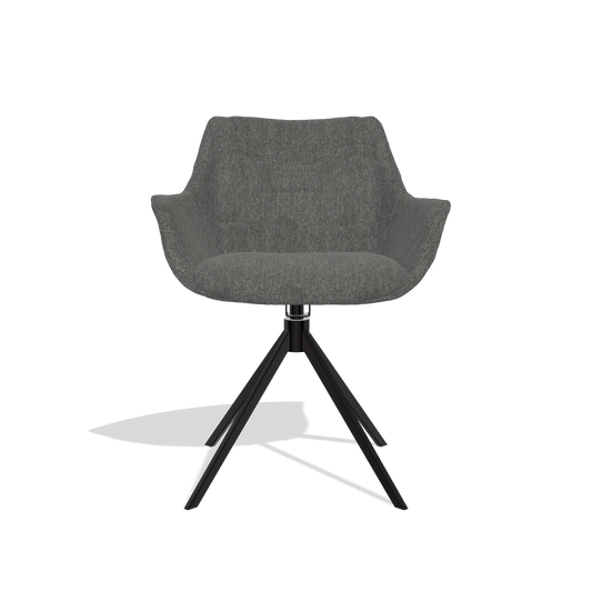 Dining Chair Sandrine 6598 in San Remo 800 fabric (anthracite), black swivel base, front view