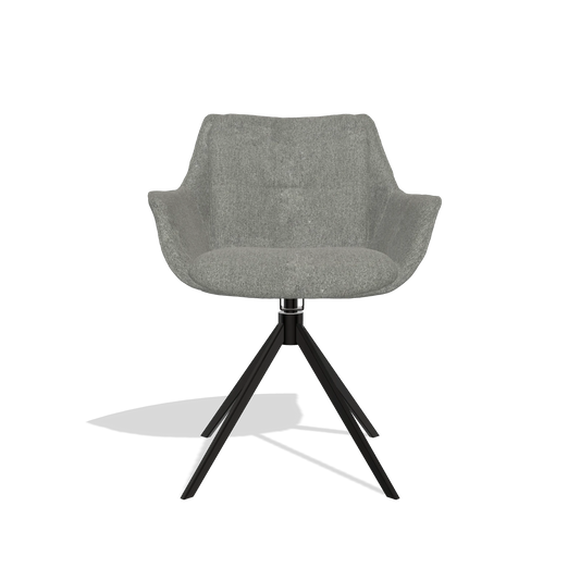 Dining Chair Sandrine 6598 in San Remo 802 fabric (taupe), black swivel base, front view