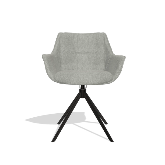 Dining Chair Sandrine 6598 in San Remo 901 fabric (grey), black swivel base, front view