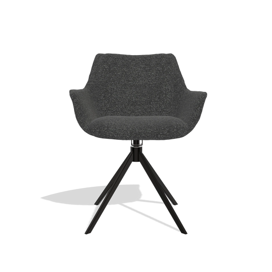 Esszimmerstuhl Sandrine 6598 in Stoff Sneak 67 (Schwarz), Drehfuß in Schwarz, Vorderansicht