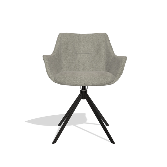 Esszimmerstuhl Sandrine 6598 in Stoff Stella 10 (Taupe), Drehfuß in Schwarz, Vorderansicht