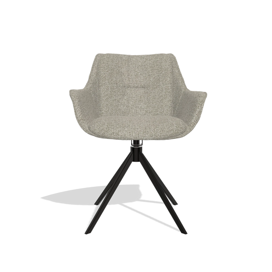 Dining Chair Sandrine 6598 in Taurus 05 fabric (sage), black swivel base, front view