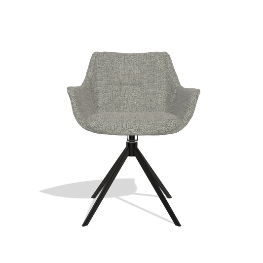 Silla de comedor Sandrine 6598 en tela Taurus 65 (topo), base giratoria en negro, vista frontal