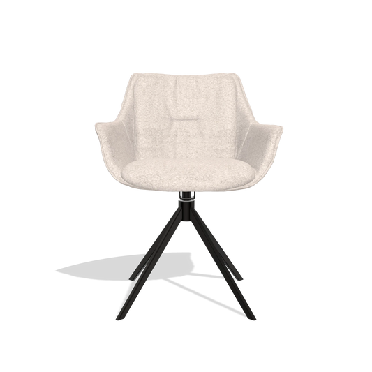 Dining Chair Sandrine 6598 in Venga 102 fabric (light grey), black swivel base, front view