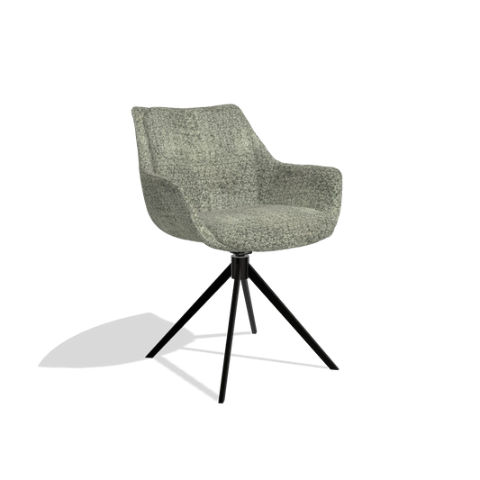 Esszimmerstuhl Sandrine 6598 in Stoff Venga 156 (Taupe), Drehfuß in Schwarz, Schrägansicht