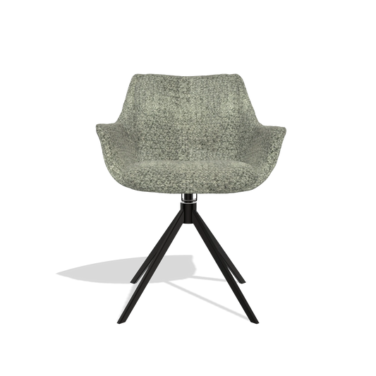 Esszimmerstuhl Sandrine 6598 in Stoff Venga 156 (Taupe), Drehfuß in Schwarz, Vorderansicht