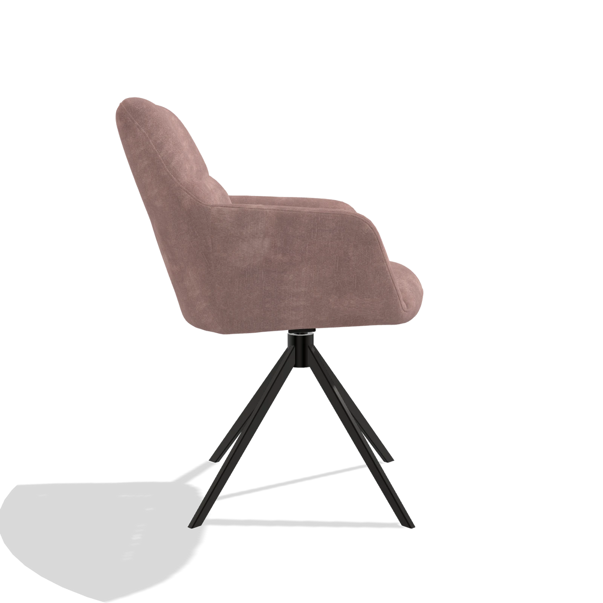 Esszimmerstuhl Terano 6565 in Stoff Adore 200 (Taupe), Drehfuß in Schwarz, Seitenansicht