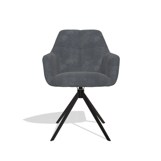 Chaise de salle à manger Terano 6565 en tissu Adore 56 (anthracite), pied pivotant en noir, vue de face
