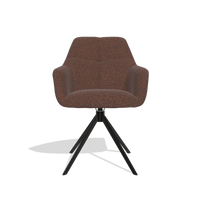 Sedia da pranzo Terano 6565 in tessuto Ascot Brick (cioccolato), base girevole in nero, vista frontale